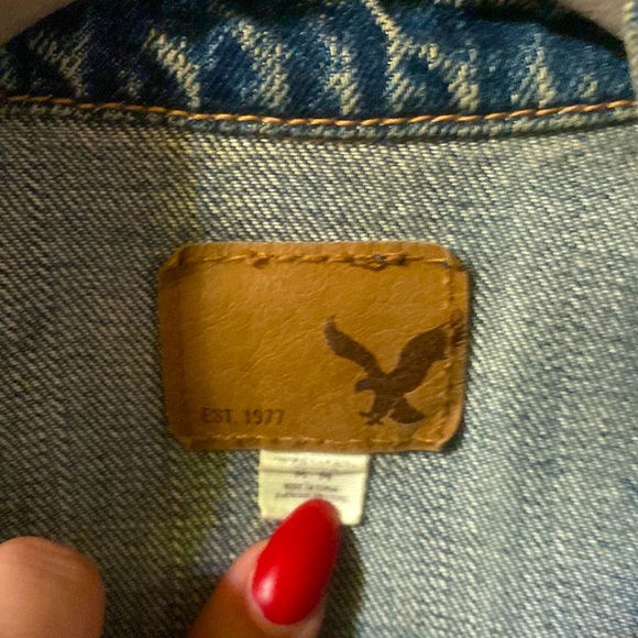 Cropped retro distressed American eagle Jean ombré vest size medium fits small - Picture 2 of 4